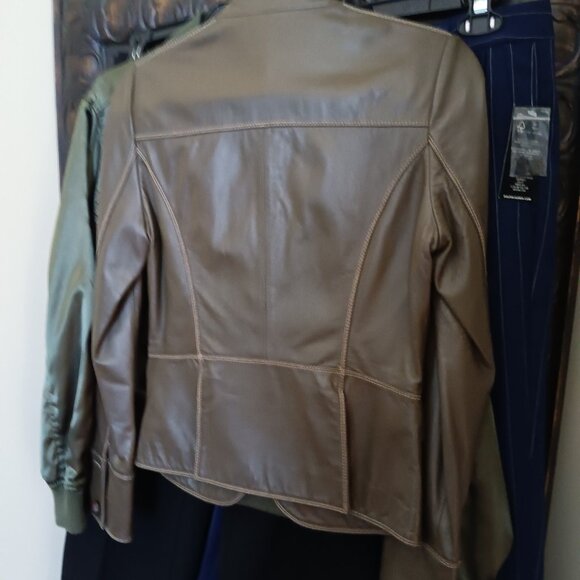 Women's Vegan Leather Military Style Jacket in Rich Green - Picture 9 of 13